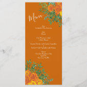 Orange & Rust Fall Peony & Rose Hochzeitsmenü Menükarte (Vorderseite)