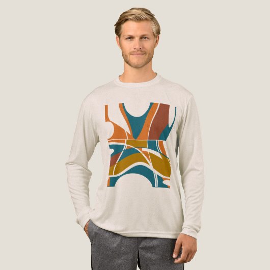Orange Rust Gold Dunkel Aquamarin Abstrakte Swirbe Tri-Blend Shirt (Volle Vorderseite)