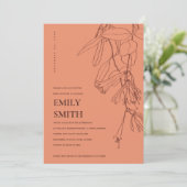 ORANGE RUST LINIE ZEICHNEND BLUMENBABY DUSCHKARTE DANKESKARTE (Stehend Vorderseite)