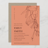 ORANGE RUST LINIE ZEICHNEND BLUMENBABY DUSCHKARTE DANKESKARTE (Vorne/Hinten)