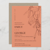 ORANGE RUST ZEICHNEND FLORAL PROBE DINNER EINLADEN DANKESKARTE (Vorne/Hinten)