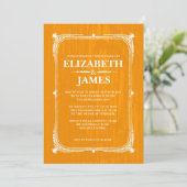 Orange Rustic Barn Wood Wedding Einladungen (Stehend Vorderseite)