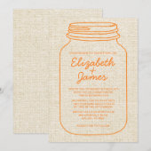 Orange Rustic Burlap Mason Jar Wedding Einladungen (Vorne/Hinten)