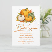 Orange Rustic Pumpkin Fall in Liebe Brautparty Einladung (Stehend Vorderseite)