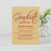Orange Rustic Script Abschluss laden Einladung (Stehend Vorderseite)