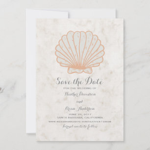 Orange Rustic Seashell Save the Date einladen