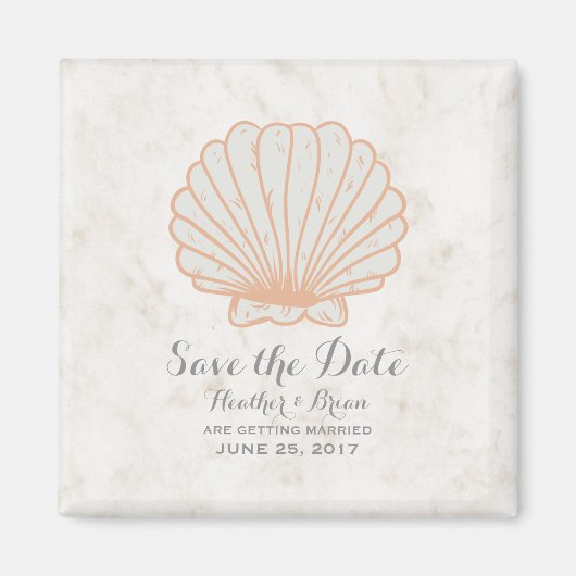 Orange Rustic Seashell Save the Date Magnet (Vorne)