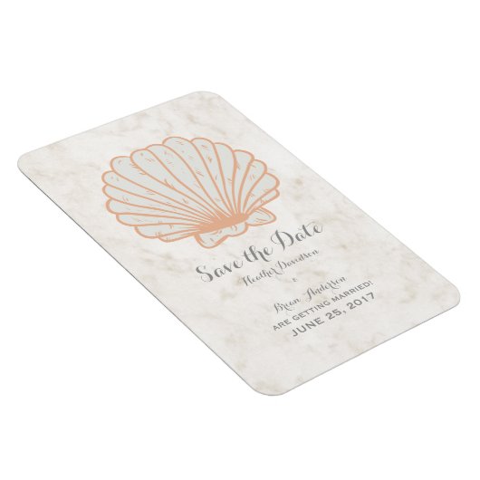 Orange Rustic Seashell Save the Date Magnet (Rechte Seite)