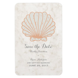 Orange Rustic Seashell Save the Date Magnet