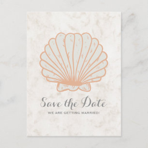 Orange Rustic Seashell Save the Date Postcard Ankündigungspostkarte