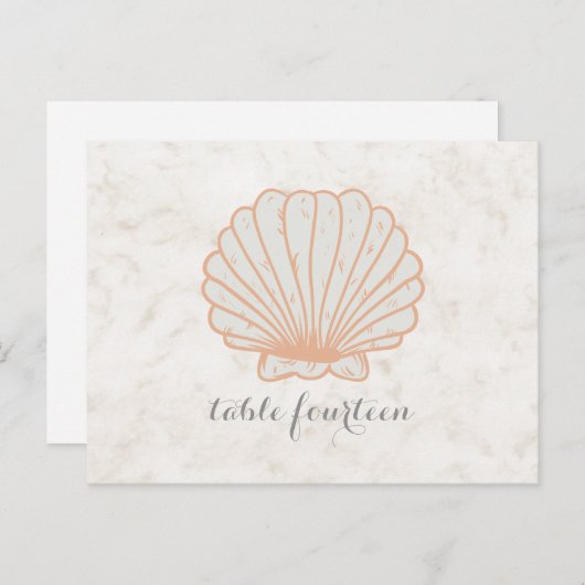 Orange Rustic Seashell Tischnummer Postcard (Vorne/Hinten)