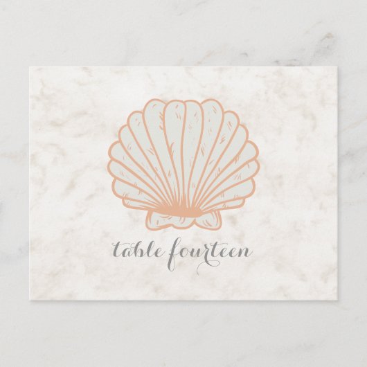 Orange Rustic Seashell Tischnummer Postcard (Vorderseite)