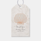 Orange Rustic Seashell Wedding Geschenkanhänger (Vorderseite)