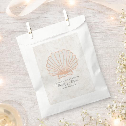 Orange Rustic Seashell Wedding Geschenktütchen (Ausgeschnitten)