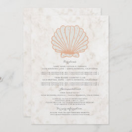 Orange Rustic Seashell Wedding Information Einladung