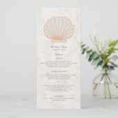 Orange Rustic Seashell Wedding Menu Menükarte (Stehend Vorderseite)