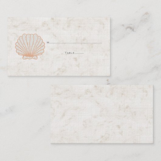 Orange Rustic Seashell Wedding Platzkarten (Vorne/Hinten)