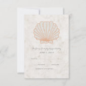 Orange Rustic Seashell Wedding RSVP Card Karte (Vorderseite)