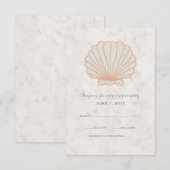 Orange Rustic Seashell Wedding RSVP Card Karte (Vorne/Hinten)