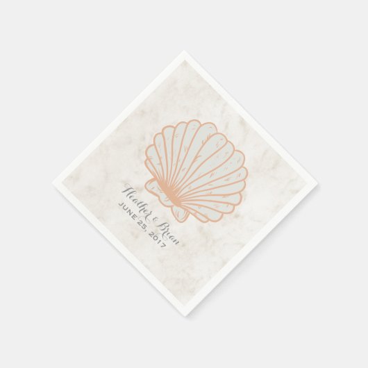 Orange Rustic Seashell Wedding Serviette (Ecke)