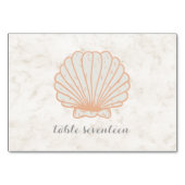 Orange Rustic Seashell Wedding Table Tischnummer (Rückseite)