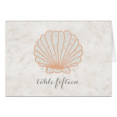 Orange Rustic Seashell Wedding Tischnummer (Vorderseite (Horizontal))