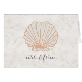 Orange Rustic Seashell Wedding Tischnummer
