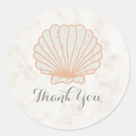 Orange Rustic Seashell Wedding Vielen Dank Runder Aufkleber