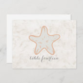 Orange Rustic Starfish Tischnummer Postkarte (Vorne/Hinten)