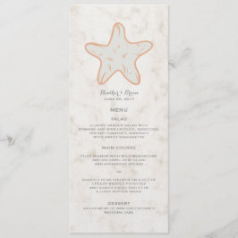 Orange Rustic Starfish Wedding Menu Menükarte
