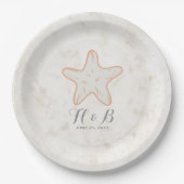 Orange Rustic Starfish Wedding Pappteller (Vorderseite)