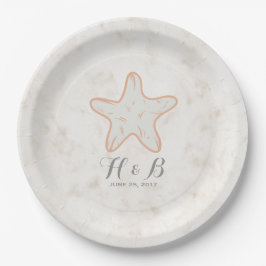 Orange Rustic Starfish Wedding Pappteller