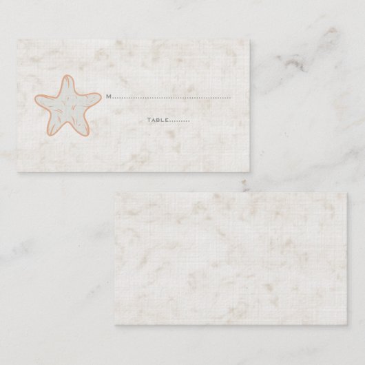 Orange Rustic Starfish Wedding Platzkarten (Vorne/Hinten)