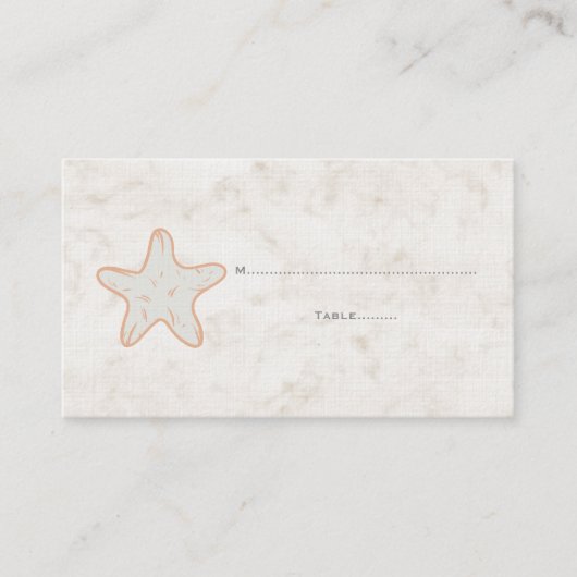 Orange Rustic Starfish Wedding Platzkarten (Vorderseite)