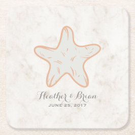 Orange Rustic Starfish Wedding Rechteckiger Pappuntersetzer