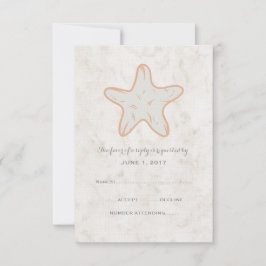 Orange Rustic Starfish Wedding RSVP Card Karte