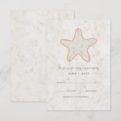 Orange Rustic Starfish Wedding RSVP Card Karte (Vorne/Hinten)