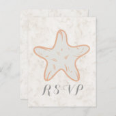 Orange Rustic Starfish Wedding RSVP Postcard Einladungspostkarte (Vorne/Hinten)