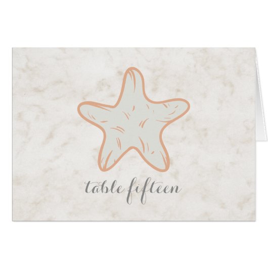 Orange Rustic Starfish Wedding Tischnummer (Vorderseite (Horizontal))