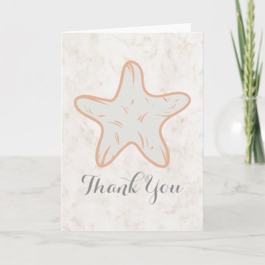 Orange Rustic Starfish Wedding Vielen Dank Dankeskarte (Vorderseite)