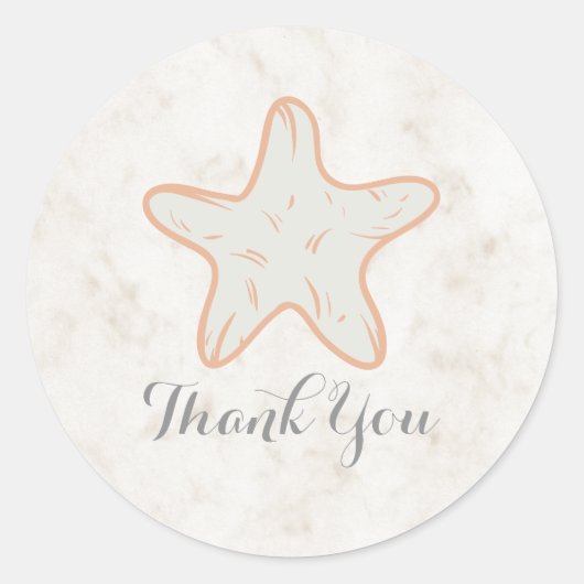 Orange Rustic Starfish Wedding Vielen Dank Runder Aufkleber (Vorderseite)