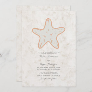 Orange Rustic Starfish Wedite Einladung