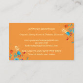 Orange Rustic Style Honey Bee Apiary farm Visitenkarte (Rückseite)