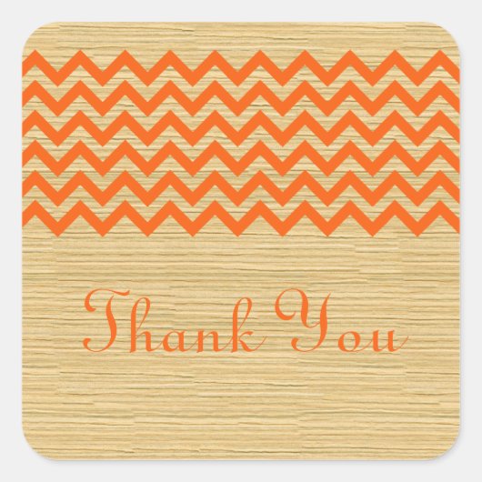Orange Rustic Zickzack Danke Stickers (Vorderseite)