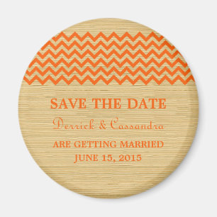 Orange Rustic Zickzack Save the Date Magnet