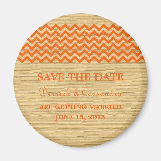 Orange Rustic Zickzack Save the Date Magnet (Vorne)