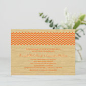 Orange Rustic Zickzack Wedding Einladung (Stehend Vorderseite)