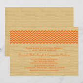Orange Rustic Zickzack Wedding Einladung (Vorne/Hinten)