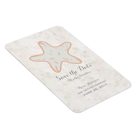 Orange Rusticus Starfish Save the Date Magnet (Rechte Seite)