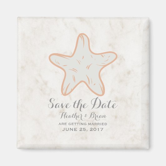 Orange Rusticus Starfish Save the Date Magnet (Vorne)
